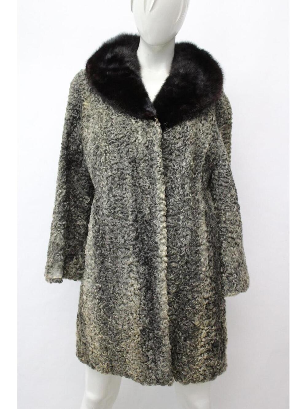 Scrap Item: Gray Lamb Astrakhan & Mink Fur Coat Jacket